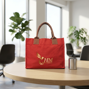 Bolsa de Lona HM Grande Roja con Logotipo Dorado, Bolsa de Compras para Exteriores con Asa Larga - Product Image 6