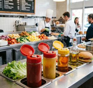 Dispenser per Salse con Tappo Ribaltabile, Senza BPA, in Plastica per Alimenti, Lavabile in Lavastoviglie, Ecologico, per <span class=keywords><strong>Cucina</strong></span> - Product Image 2