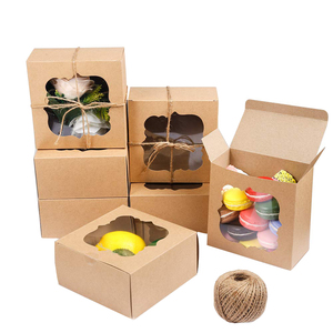 Boîtes cadeaux mignonnes de boulangerie en papier kraft brun boîtes de présentation avec fenêtre pour gâteaux/biscuits/cupcakes/beignets/pâtisseries/fraises - Product Image 2