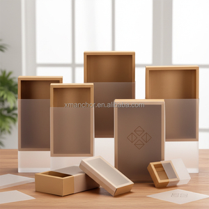 Tùy chỉnh đóng gói nâu trong suốt rõ ràng <span class=keywords><strong>Frosted</strong></span> PVC tay áo trượt hộp với cửa sổ rõ ràng kraft giấy ngăn kéo hộp - Product Image 2