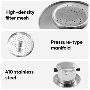 410 Stainless Steel Vietnamese Coffee Filter, Drip Phin Coffee Maker with Fine Mesh for Commercial & Home & Cafe Brewing Use - Product Image 4