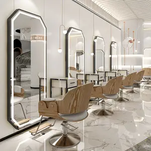 Barber shop mirror hair salon special LED with light wall mounted simple European style hair cutting mirror salon mirror