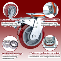 Double Roulement Industriel Heavy Duty Castor 330kgs Chargement 4/ 5/ 6/ 8 Inch Pu Material Caster Wheels Swivel Caster for Trolley