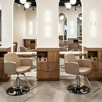 Fauteuil de salon en cuir marron avec pompe hydraulique, design inclinable et pliable, pour salon de coiffure et usage domestique