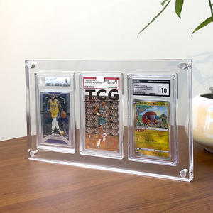 Estuche de exhibición de tarjetas de comercio <span class=keywords><strong>clasificado</strong></span> acrílico personalizado TCG 3 ranuras acrílico deportes béisbol tarjetas SGC/CGC soporte para estante - Product Image 3