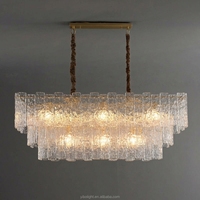 Lustre LED rectangulaire en verre transparent et cuivre, hauteur réglable, pour restaurant, salon, cuisine, maison