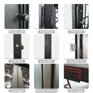 Porta d'Ingresso Principale in Ferro Battuto di Lusso Personalizzata NFRC, Design a <span class=keywords><strong>Doppia</strong></span> <span class=keywords><strong>Anta</strong></span> con Finestra Circolare Superiore - Product Image 6
