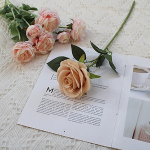 Rose hollandaise en soie à toucher réel, petite branche unique, pour arrangement floral de table, décoration intérieure, vente en gros, composition florale douce - Product Image 4