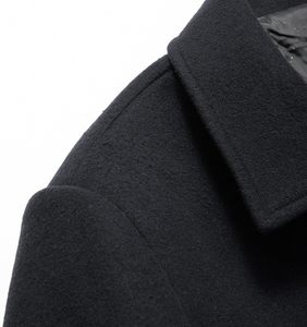 Veste polaire écologique pour <span class=keywords><strong>homme</strong></span>, col rabattable, épaisse, en laine, chaude pour l'hiver, coupe ajustée, décontractée, couleur unie, simple boutonnage - Product Image 4