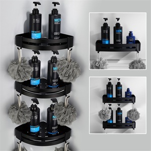 Modern Black Zinc Alloy Bathroom <b>Shelf</b> Triangle <b>Basket</b> Eco-Friendly Hotel Single-Layer Corner Rack - Product Image 1