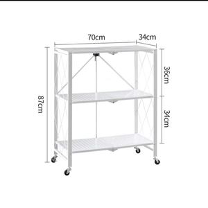 4-Tier Opvouwbare Keuken Staande Rekken Planken Metalen Opslag Opvouwbare Pantry Rack Met Wielen - Product Image 4