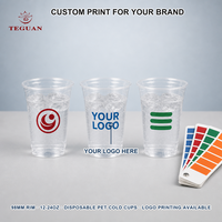 Gobelet d'emballage jetable en PET à paroi simple, écologique, anti-fuite, 98 mm, avec logo personnalisé, pour boissons, boba, thé au lait, café glacé, smoothie