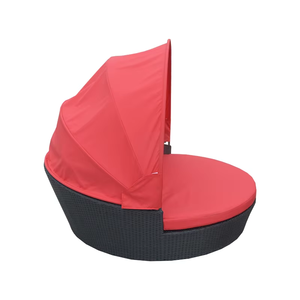 Lit <span class=keywords><strong>de</strong></span> soleil extérieur rond <span class=keywords><strong>de</strong></span> piscine <span class=keywords><strong>de</strong></span> <span class=keywords><strong>jardin</strong></span> <span class=keywords><strong>de</strong></span> rotin durable <span class=keywords><strong>de</strong></span> loisirs avec l'auvent escamotable - Product Image 2