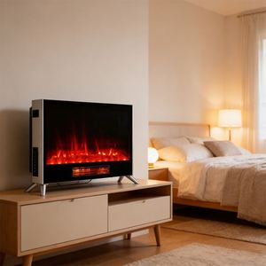 Chimenea Eléctrica de 1500W con Ventana de Llama Realista, Calentador de Espacio con Cristal PTC, Temporizador Programable de 24 Horas y Control Remoto - Product Image 4