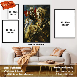 Uniart phong cách truyền thống hợp thời trang Saint George và The Dragon tác phẩm nghệ thuật Chân Dung sơn Shimmery Áp phích đương đại tường nghệ thuật - Product Image 6