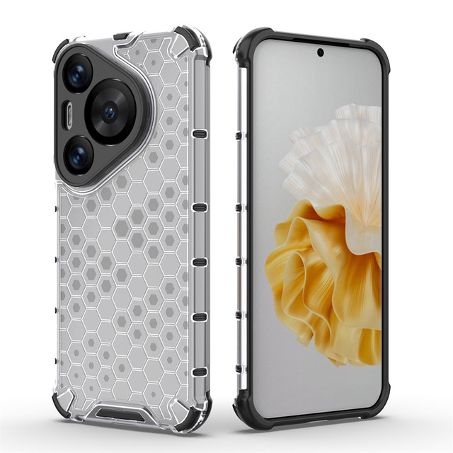 Luxury Honeycomb Clear Soft TPU Bumper Hard PC Armor Back Lightweight Shockproof Thin Phone Case Cover for Huawei Pura 70 Pro