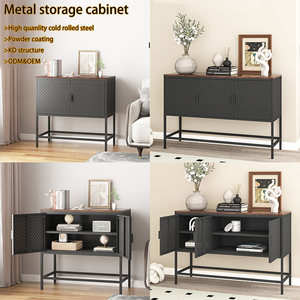 Meuble de salon moderne, armoire en acier, console, buffet avec 3 portes, armoire de rangement en métal pour chambre à coucher, salle à manger - Product Image 3