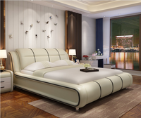 YQ JENMW lit Double chambre principale tatami lit de mariage cadre en pin importé + matelas en latex + 1 armoire