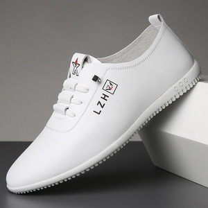Zapatillas Deportivas de Piel Transpirable para Hombre, Color Blanco, Suela Suave, Estilo Casual para Caminar, Talla 605, Estilo Juvenil - Product Image 1