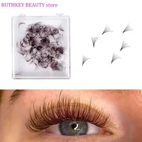 500 Fans de cils préfabriqués en PBT brun foncé mat, faits à la main, 5D, à racine fine, extensions de cils bruns en vrac