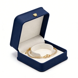 Premium Bracelet Box Luxury Hinged PU Leather Jewelry Gift Box Microfiber Bracelet Holder <b>Insert</b> Foil Stamping Custom Logo OEM - Product Image 5