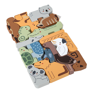 Puzzle 3D pour développer l'intelligence de la petite enfance, thème créatif Forêt, Mer, Animaux d'Australie, blocs à empiler - Product Image 3