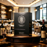 Boîte à vin en bois haute brillance avec insert en velours, charnière métallique et fermeture à pression, logo personnalisé pour bouteille de vin ou spiritueux, emballage cadeau d'entreprise ou de festival