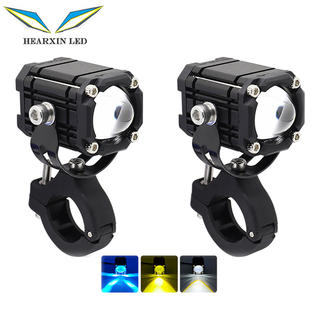 HearxinLED Motorcycle LED Headlight Dual Color Led Front Headlamp for Sport Motorcycle 12V Led Projector Lens for Jeep