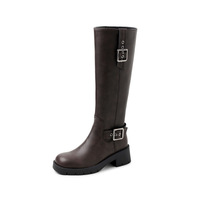 Bottes d'hiver à bout rond et à fermeture éclair, décorées de boucles, pour l'équitation