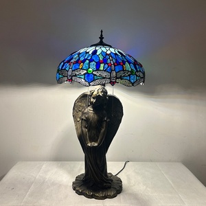 LongHuiJing European Simple Creative Stained Glass LED Table Lamp with Adjustable Shade for Living Room Art Decoration - Product Image 3