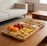 Planche à fromage pliable en stock, plateau de charcuterie portable pour fruits, pain, aliments cuits et beurre, planche de service et de découpe en bois