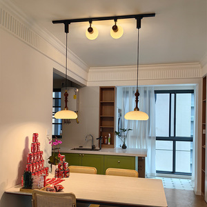 Pháp Phong Cách LED Theo Dõi Ánh Sáng Mặt Dây Chuyền Hồng Thủy Tinh Quả Óc Chó Treo Đèn Đèn Chùm & Mặt Dây Chuyền Đèn Cho Khách Và Phòng Ăn - Product Image 2