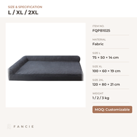 Sofa Bed Anjing Bentuk L Grosir dengan Penutup yang Dapat Dilepas dan Dicuci serta Sandaran Tangan untuk Anjing Sedang dan Besar OEM