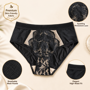 Braguitas de Cintura Alta con Cobertura Total para Mujer, Panel Frontal de Encaje, Tejido Suave de Spandex/Nylon para Adultos - Product Image 5