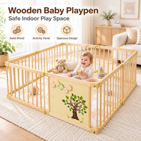 Parc de jeu pour bébé en bois, non toxique, espace d'activités modulaire pour tout-petits, parc de jeu pliable pour l'intérieur, pour les tout-petits et les enfants en crèche