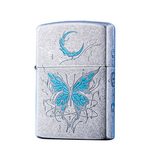 Briquet à <span class=keywords><strong>kérosène</strong></span> coupe-vent ZORRO Z91893 en laiton argenté antique - Cadeau d'affaires pour fumeurs, style ethnique - Product Image 5