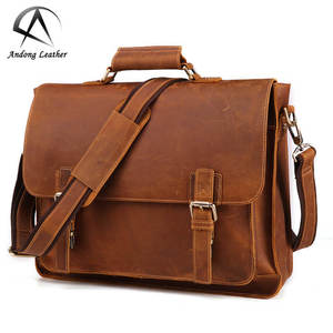 Maletín de Cuero Genuino Andong de 15 Pulgadas para Portátil, Bolso de Mano para Hombre, Viajes de Negocios, Gran Capacidad, Bolso Casual de Hombro - Product Image 1