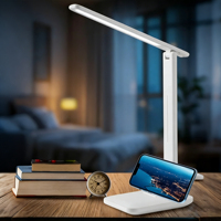 Lampe de bureau LED pliable et réglable, rechargeable par USB, à intensité variable multi-niveaux, protection oculaire, pour la maison et le bureau (vente en gros)