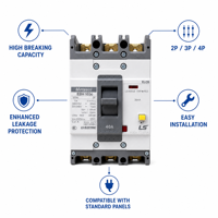 Disjoncteur différentiel LS ELECTRIC Metasol EBS403c ELCB 300A 30mA 3P 4P 50kA Type S CE CB IEC60947 Stock usine