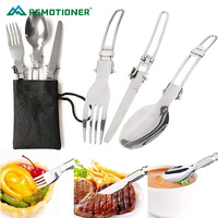 Ensemble de cuisine de camping portable en aluminium pour 1 à 2 personnes, avec cuillère, couteau et fourchette