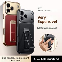 Coque de téléphone en cuir de haute qualité avec support en alliage et bracelet, modèle professionnel, pour iPhone 17 Pro Max 16 14 15 – Nouveauté très demandée