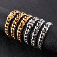 Chaîne gourmette cubaine en acier inoxydable plaqué or pour hommes, 6/8/10/12 mm, style hip-hop, pour fêtes, collier chaîne Miami, bijoux, vente en gros