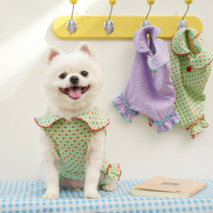 Designer Cotton Breathable Spring Summer Pet Dress <b>Clothes</b> Dog Clothing Luxury Cute With Polka Dot OEM Hot Sale - Product Image 2