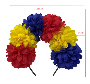 Diadema de Flores de Tela Estilo Boho, Guirnalda para el Cabello, Decoración para Fiestas y Festivales, Carnaval Mexicano, Halloween, Accesorio para el Cabello para Mujeres - Product Image 2
