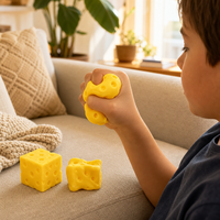 Jouet Squishy Kawaii en forme de cube de fromage, anti-stress, à presser, boîte mystère, jouet sensoriel, ensemble cadeau pour enfants et fêtes