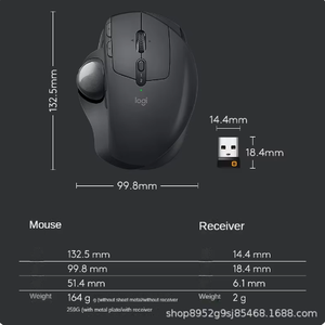 Souris de jeu sans fil M570 2,4 GHz avec trackball optique ergonomique pour joueurs, compatible avec Windows 10/8/7, testée officiellement - Product Image 2