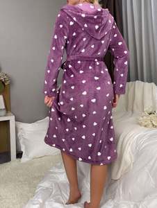 T03 Peignoir mi-long en flanelle pour femme, de haute qualité, épais et chaud, ample, pyjama sexy pour femme - Product Image 6