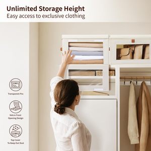 Wholesale Modern Foldable Fabric Three-Layer Storage Bins with Lids Stackable Clothes Organizer <strong>Boxes</strong> for <strong>Wardrobe</strong> - Product Image 2