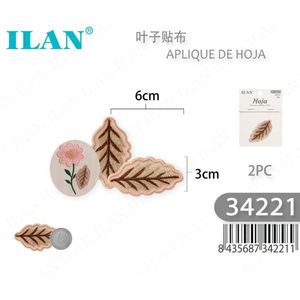 Appliques brodées ILAN en forme de feuille 6x3cm pour la décoration de vêtements - Product Image 1
