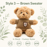 Boneka Beruang Teddy Super Lembut dari Bahan Beludru Mawar dengan Berbagai Pakaian Sweater Rajut, Hadiah Ulang Tahun untuk Mengurangi Stres, MOQ Rendah